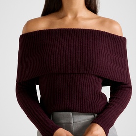 Ashley Ribbed Knitted Bardot Top