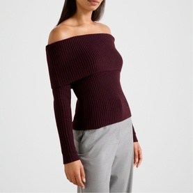 Ashley Ribbed Knitted Bardot Top