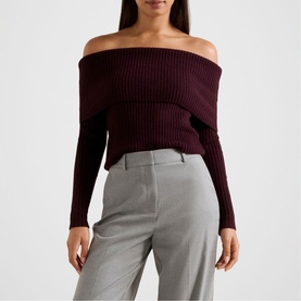 Ashley Ribbed Knitted Bardot Top