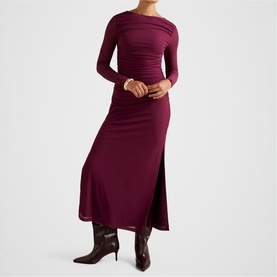 Brittany Gathered Side Slit Dress
