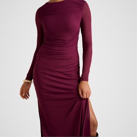 Brittany Gathered Side Slit Dress