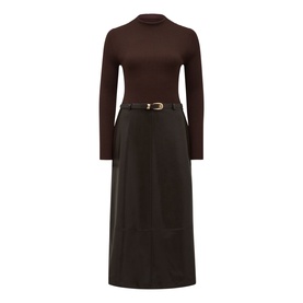 Brooklyn Faux Leather Two-in-One Dress