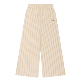 Monogram Logo Striped Wide Leg Trousers