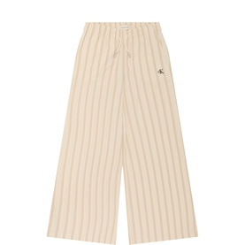 Monogram Logo Striped Wide Leg Trousers