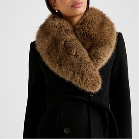 Chelsea Double-Breasted Faux Fur Collar Coat