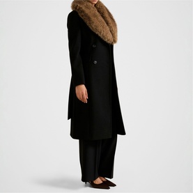 Chelsea Double-Breasted Faux Fur Collar Coat