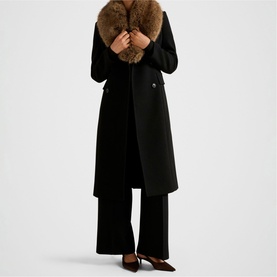 Chelsea Double-Breasted Faux Fur Collar Coat