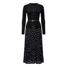 Daphne Polka Dot Two-In-One Flared Dress