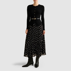 Daphne Polka Dot Two-In-One Flared Dress