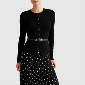 Daphne Polka Dot Two-In-One Flared Dress