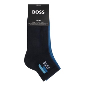 Logo Vertical Line Quarter Length Socks Two-Pack