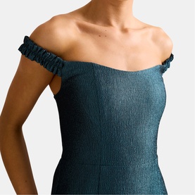 Mindy Bardot Ruffle Strap Gown