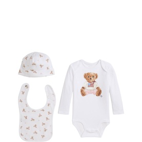 Polo Bear Bodysuit, Bib & Hat Three-Piece Set 1-9 Months