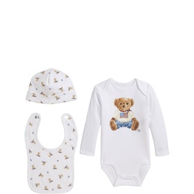Polo Bear Bodysuit, Bib & Hat Three-Piece Set 1-9 Months
