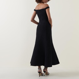 Boucl&eacute; Off-The-Shoulder Dress