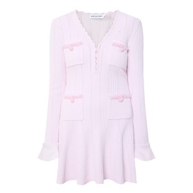 Pearl Trim Mini Knitted Dress