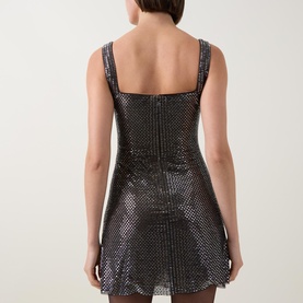 Rhinestone Mesh Mini Dress