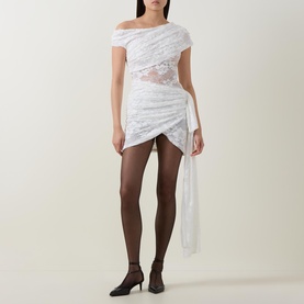 Rhinestone Floral Lace Mini Dress