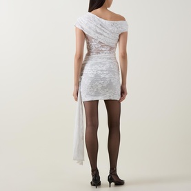 Rhinestone Floral Lace Mini Dress