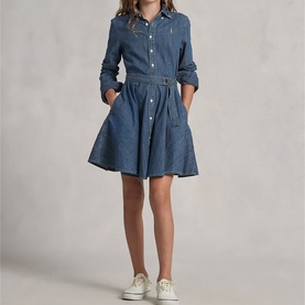 Belted Denim Shirt Dress 7-14 Years
