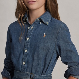 Belted Denim Shirt Dress 7-14 Years