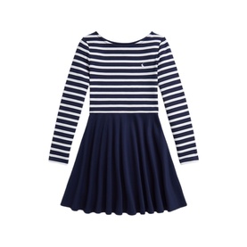 Striped Stretch Pont&eacute; Dress