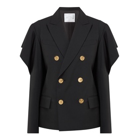 Ruffle Double-Breasted Blazer