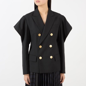 Ruffle Double-Breasted Blazer