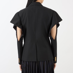 Ruffle Double-Breasted Blazer