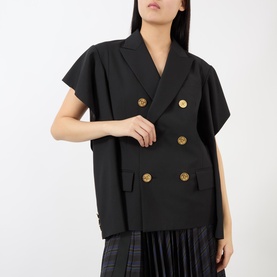 Ruffle Double-Breasted Blazer