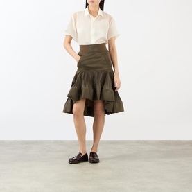 Chiffon Ruffle-Sleeve Neck Tie Blouse