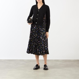 High-Rise Floral Pleated Skirt