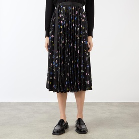 High-Rise Floral Pleated Skirt