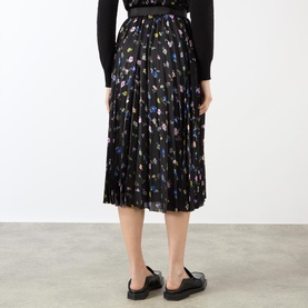 High-Rise Floral Pleated Skirt