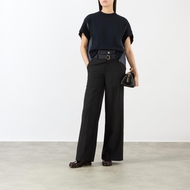 Denim Belted Suit Trousers