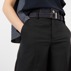 Denim Belted Suit Trousers