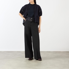 Denim Belted Suit Trousers