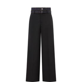 Denim Belted Suit Trousers