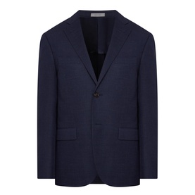 Herringbone Stretch Single-Breasted Blazer