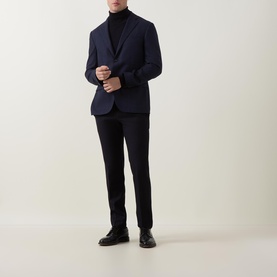 Herringbone Stretch Single-Breasted Blazer