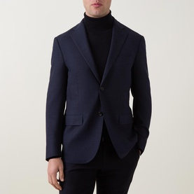 Herringbone Stretch Single-Breasted Blazer