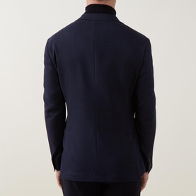 Herringbone Stretch Single-Breasted Blazer
