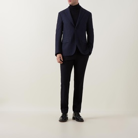 Herringbone Stretch Single-Breasted Blazer
