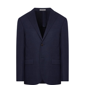 Herringbone Stretch Single-Breasted Blazer