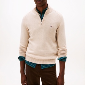 Pure Lambswool Logo Zip Sweater