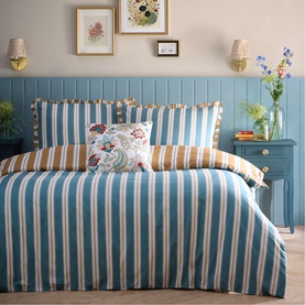 Eloise Strip Duvet Set Teal