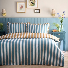 Eloise Strip Duvet Set Teal