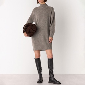 Wool Turtleneck Mini Knitted Dress