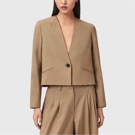 Poppy Pleated Single-Breasted Blazer