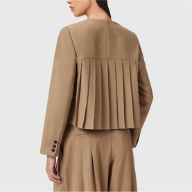 Poppy Pleated Single-Breasted Blazer